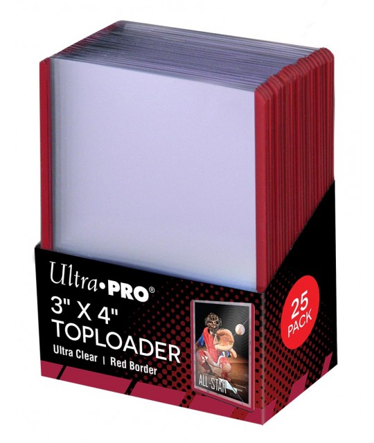 ULTRA PRO 3" X 4" Ultra Clear Red Border Toploader 35pt (25-ne pakk)